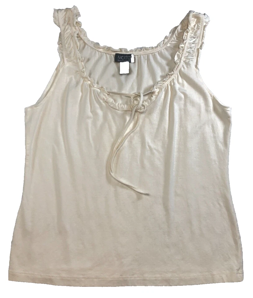 Top para mujer Motto Your Style Mantra talla L marfil volantes cuello en V corbata delantera nuevo sin etiquetas Foto 1 de 4