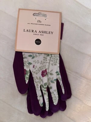 Laura Ashley All Weather Gloves Garden Purple Floral ELLA Sz Medium - Image 1 of 3