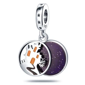 Genuine Sterling Silver 925 Haunted House Charm Bead - Picture 1 of 1