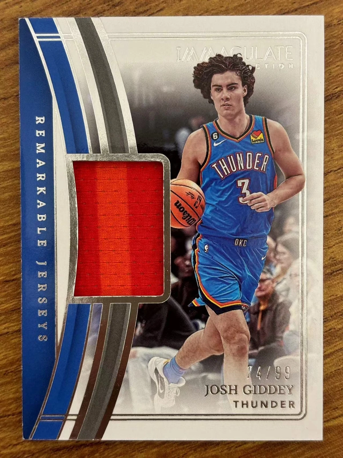 22-23 Panini Immaculate Josh Giddey Remarkable Jerseys 74/99 GU CTF