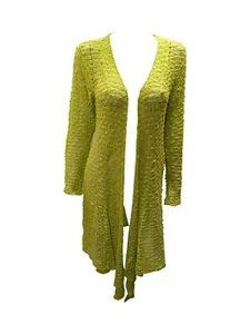 Womens Handmade Boho Crochet Knit Cardigan Longline Jacket Free Size - LIME - Picture 1 of 1