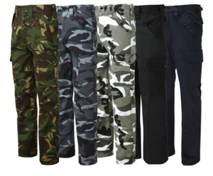 Mens Cargo Combat Work Trousers Army Military Outdoor Camo Camouflage Castle 901 - Picture 1 of 7