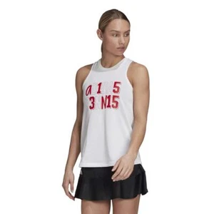 Adidas womens Tennis Graphic Logo Tank Top Shirt, White - Picture 1 of 1