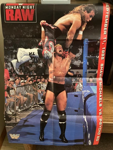 AUTHENTIC '95 WWF Monday Night Raw HUGE POSTER! See photos! WWE Shawn Michaels Cover