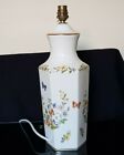 Vintage Aynsley Bone China Hexagonal Table Lamp In The Cottage Garden Pattern