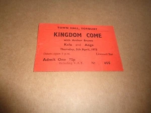 Arthur Brown's Kingdom Come 1973 Concert Ticket - Imagen 1 de 1