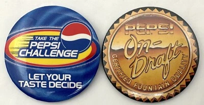 Vintage Pepsi Advertising Button Pin Pinbacks Take The Pepsi Challenge On Draft - Image 1 of 4