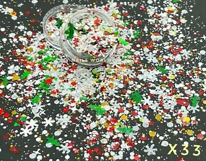 X33. Nail Art Glitter MIX STAR Snowman Xmas Tree Holographic Christmas - Picture 1 of 5