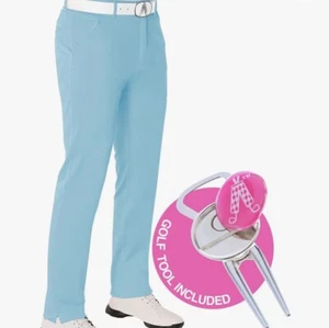 Royal and Awesome Pantaloni da Golf Uomo Blu Pastello Pantaloni Vita 30 - 44 - Foto 1 di 2