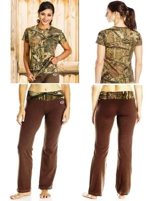 ❤️ JUEGO DE PANTALONES DE SALÓN YUKON GEAR para mujer roble musgo camuflaje spandex campana parte inferior ¡CÓMODO! Foto 1 de 2