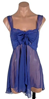 Negligee Victoria’s Secret Vintage Años 80 Etiqueta Dorada Púrpura Azul Encaje Talla S Foto 1 de 4