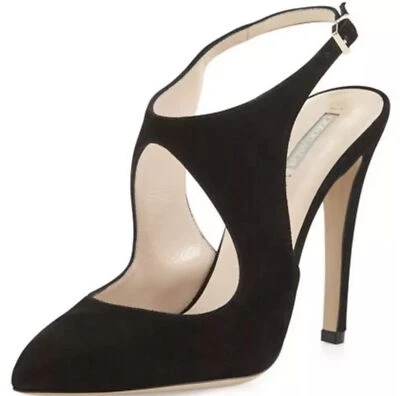 Zapatos de salón GIORGIO ARMANI gamuza cuero correa al tobillo tacones negros talla 39 8,5 Foto 1 de 4