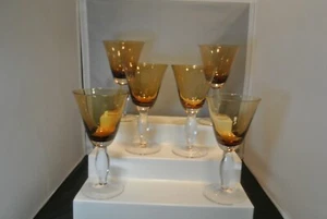 Southernliving At Home Amber Stemmed Goblet Hand Blown Set of 6 - Picture 1 of 4