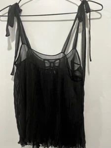 La Perla - black silk camisole with tie straps - size M/UK 12 - v good condition - Picture 1 of 5