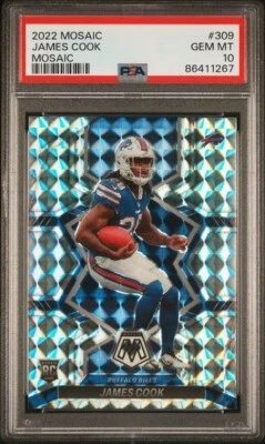 PSA 10 2022 Panini Mosaic Rookies Silver Mosaic Prizm #309 James Cook RC SP BUF - Image 1 of 4