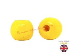 100 Pcs Yellow 10mm x 9mm Wooden Spacer Beads Kids Jewellery Craft Beading A338 - Picture 1 of 2