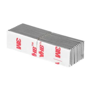 1 x 1/2 x 1/16 Inch Neodymium Block Magnets N42 with Adhesive (20 Pack) - Picture 1 of 2