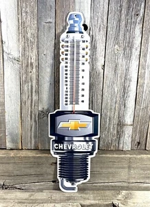 Chevrolet Chevy Spark Plug Thermometer 17" Metal Aluminum Sign Truck Garage New - Picture 1 of 3