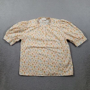 Camicia Loft Outlet donna piccola petite panna bottoni floreali Henley Grandmacore top - Foto 1 di 10