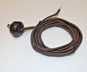 10 F00T BROWN RAYON LAMP CORD SET WITH ANTIQUE STYLE ACORN PLUG NEW 46860JB - Picture 1 of 3