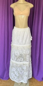ELIE TAHARI Mini w/Maxi Overlay White/Ivory Contrast Lace Skirt Size 4 - Picture 1 of 11