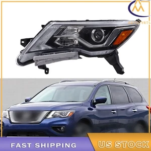Left Side Black Headlight w/ LED DRL For Nissan Pathfinder 2017 2018-20 Halogen - Picture 1 of 9