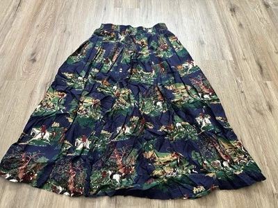 Marisa Christina Classics Equestrian Horses Pleated Maxi Skirt Size L USA New - Image 1 of 4