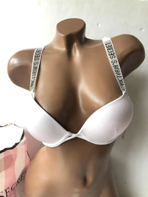 Top de natación de bikini Victorias Secret Bombshell Añadir 2 tazas talla brillante blanco nuevo con etiquetas Foto 1 de 4