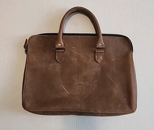 Étui pour ordinateur portable Leathertex poignées à boucle en cuir marron - Photo 1/12