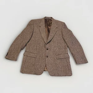 Abrigo deportivo Harris Tweed 42R vintage marrón gris azul rojo lana virgen hilado a mano - Imagen 1 de 13