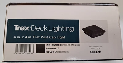 TREX DECKING FLAT LED POST CAP LIGHT LIGHTING DECK CHARCOAL BLACK BKSQLEDCAP4x4C - Image 1 of 4