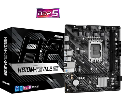 ASRock H610M-H2/M.2 D5 Micro ATX Motherboard Intel H610 LGA 1700 DDR5 [NEW] - Image 1 of 4