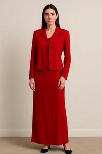NWT Jessica Howard Red Dress and Jacket Set Size 12 Vintage Formal Evening - Picture 1 of 16