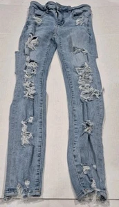 American Eagle Next Level Stretch Distressed Hi Rise Jegging Crop Size 0 Long - Picture 1 of 23