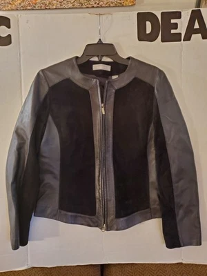 Chaqueta Blazer Liz Claiborne Gamuza Cuero Mujer Talla 10 Cremallera Clásica  Foto 1 de 4