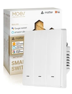 Interruptor de luz inteligente MOES 1/2/3x Matter WLAN empotrado requiere conductor neutro - Imagen 1 de 10