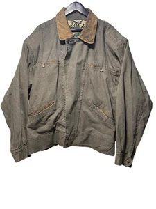 Vintage 70er Arbeitsjacke Detroit Style Gr. 40 Azteken gefüttert Lederkragen Talon - Bild 1 von 19