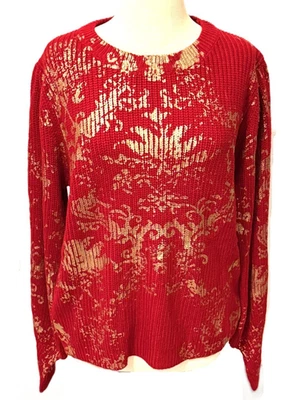 Suéter Jodifl Mujer Tejido NUEVO Navidad Vacaciones Rojo Dorado Brillante Regalo Grande Foto 1 de 4