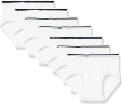 Paquete de 7 calzoncillos de algodón sin etiquetas blancos, medianos Amazon Essentials para hombre Foto 1 de 4