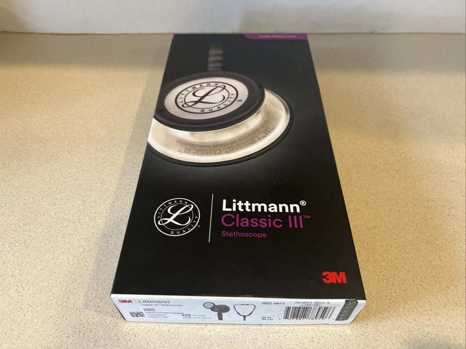 3M 5811 Littmann Classic III Monitoring Stethoscope 27" Black Tube Smoke Stem