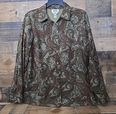 Talbots Top Women Small Paisley Floral Stretch Cottage Career Boho Fairygoth - Image 1 of 4