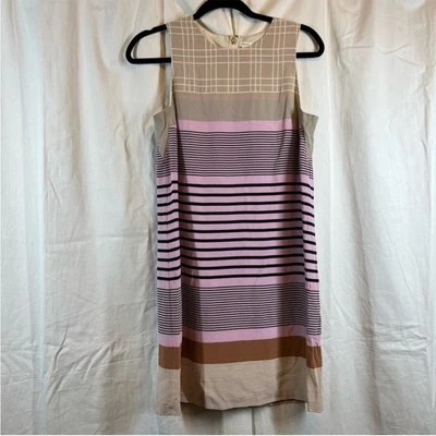 Fossil 100% Seda Color Bloque Rayas Vestido Cambio Mod Negocios Informal Trabajo 6  Foto 1 de 4