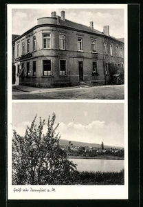 Ansichtskarte Trennfurt, Gasthaus zum Ross, Ortspanorama hinter Wasser  - Picture 1 of 2