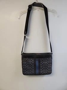 Coach Messenger Bag Thompson C5291 Signature Canvas Leather Navy Blue Beautiful - Picture 1 of 13