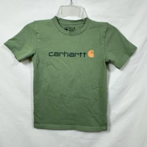 Carhartt Short-Sleeve Logo Tee Boys Size 7 Green Workwear T-Shirt Dadcore Tee - Picture 1 of 8