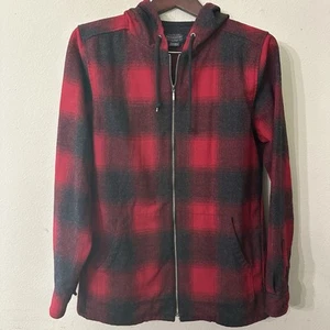 Pendleton Hoodie Jacket Women's Large Wool Red Black Plaid - Bild 1 von 9
