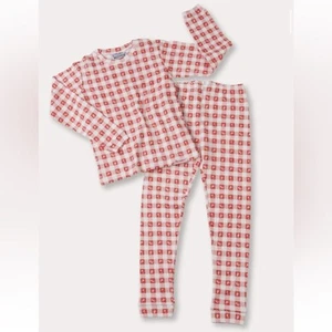 Portillo’s Pajama Set Red Checkered Thermal Long Sleeve Top & Pants kids size M - Picture 1 of 6