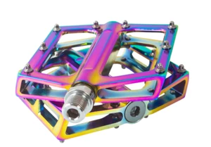 Anodized ano oil slick platform pedals flat BMX mountain bike 9/16" oilslick mtb - Picture 1 of 4