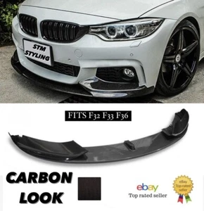 BMW F32 F33 F36 4 SERIES FRONT SPLITTER DIFFUSER CARBON LOOK 1 PCS BOTTOM LIP - Picture 1 of 12