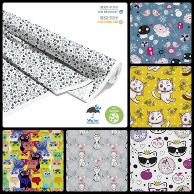 STOFFSHOP OXFORD Bedruckt Polyester Stoff Wasserdicht Meterware Outdoorstoff- Katzen